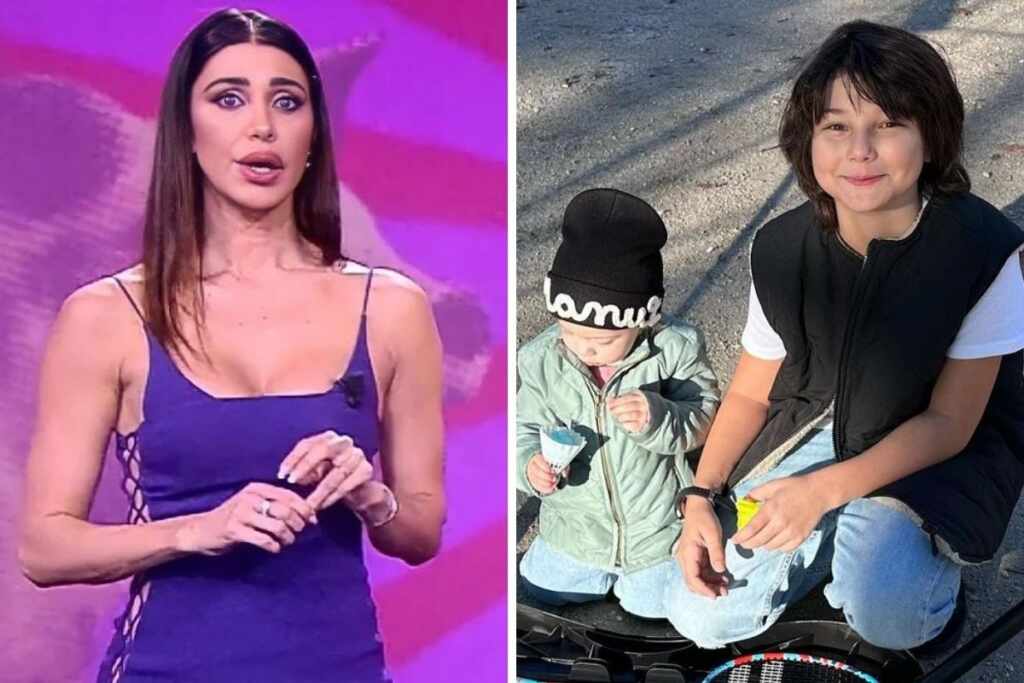 Belen Rodriguez tenera mamma con Luna Marì e Santiago che