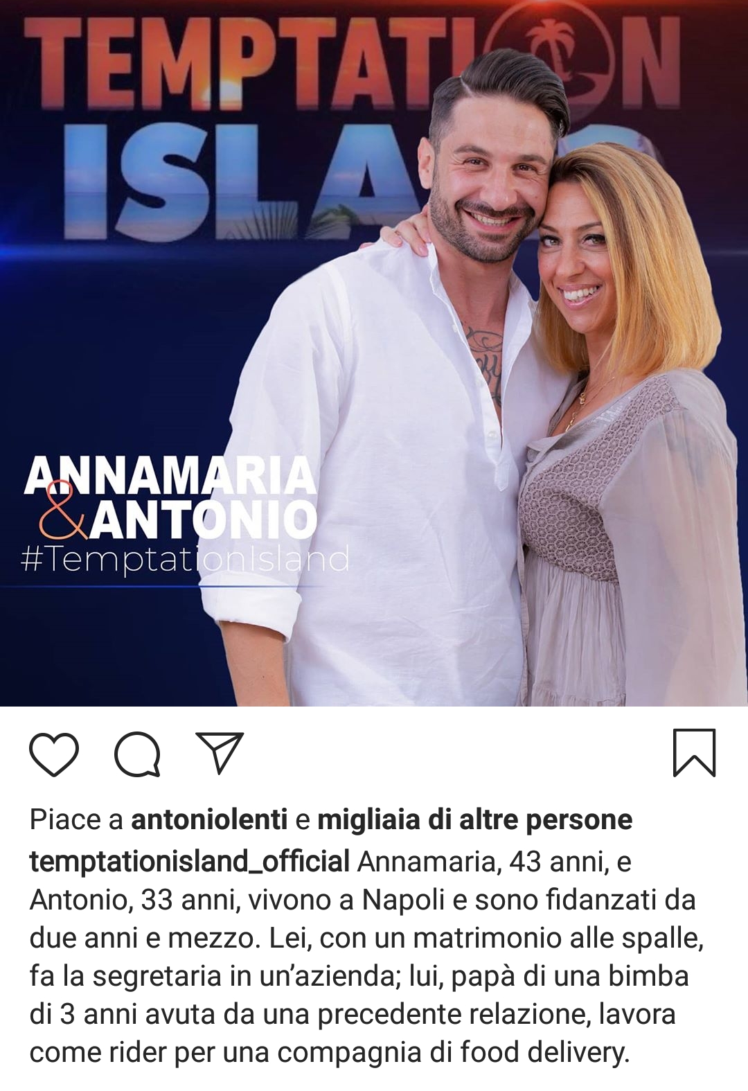 Antonio e Annamaria dichiarano al programma di stare insiemeda 2 anni e mezzo