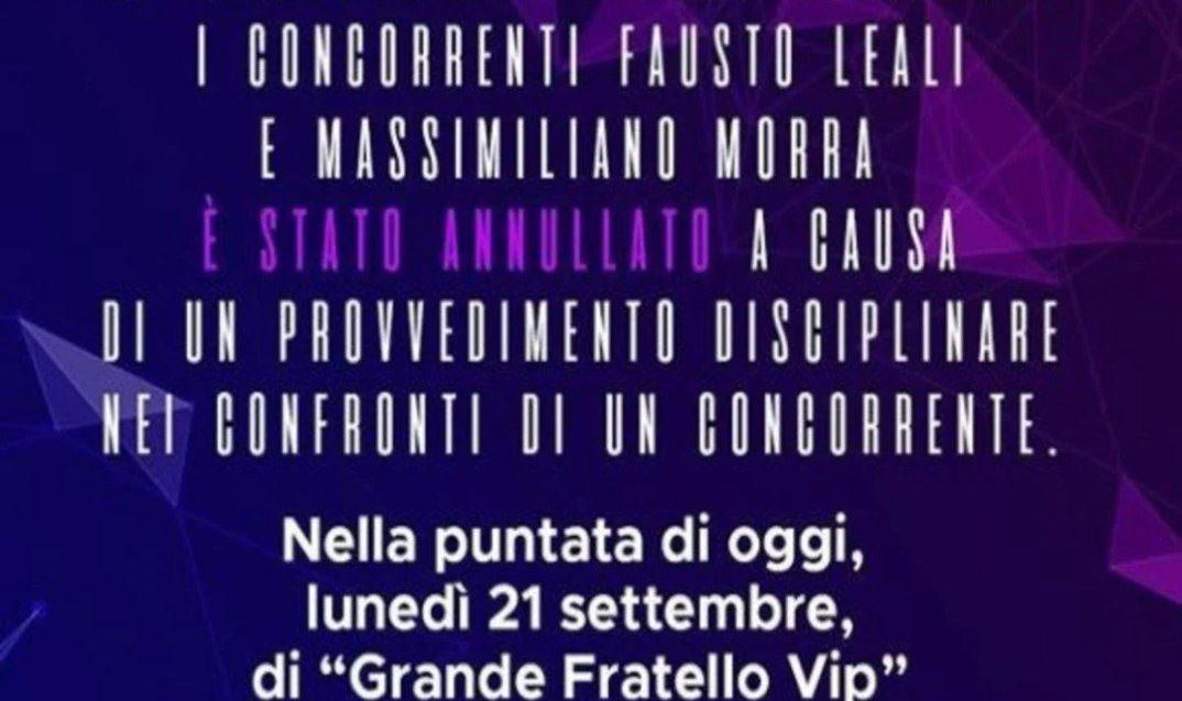 Gf VIP Fausto Leali squalificato