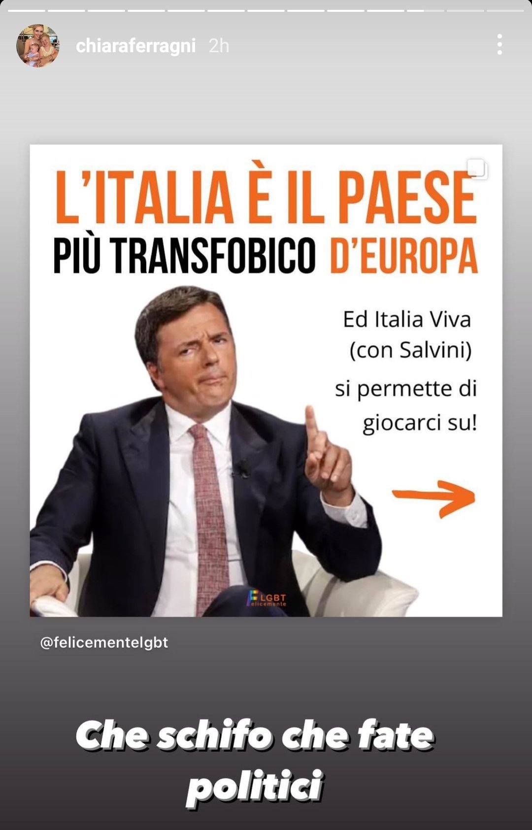 Chiara Ferragni attacca Matteo Renzi a proposito del ddl Zan