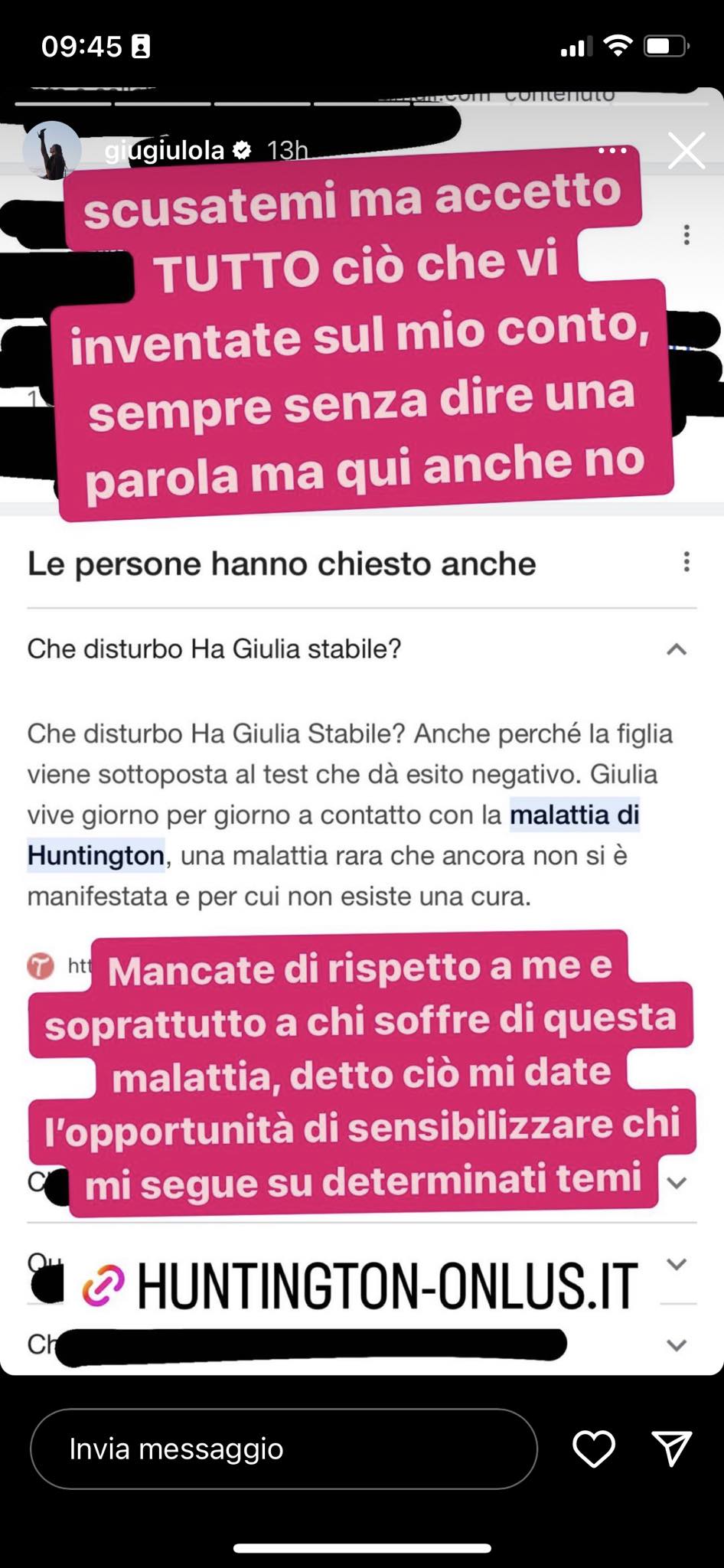 giulia stabile malattia