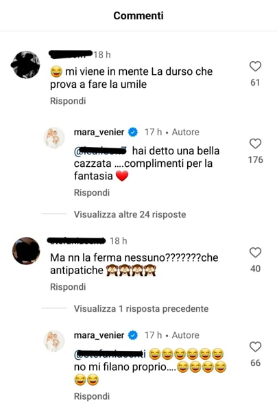 Il commento e la risposta di Mara Venier-2