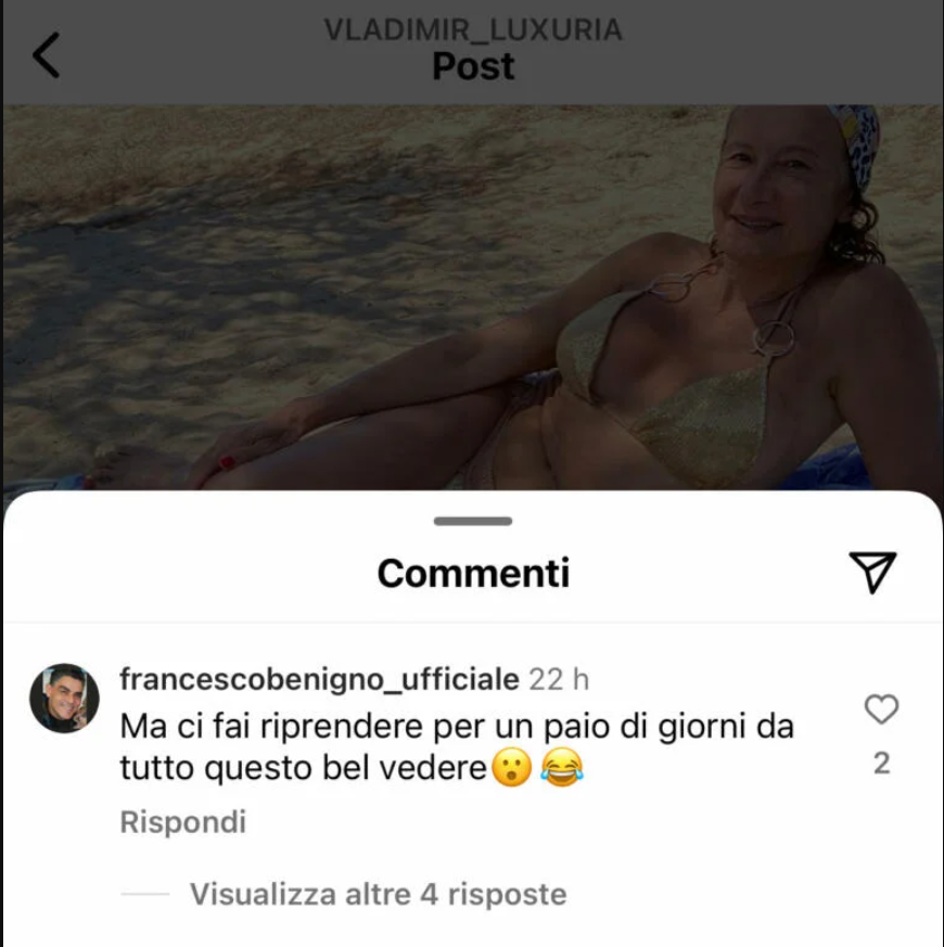 benigno commento bikini vladimir luxuria