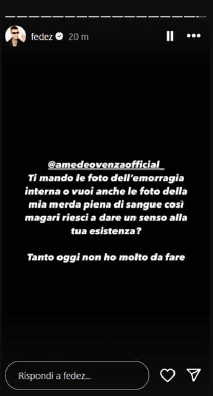 fedez amedeo venza risposta