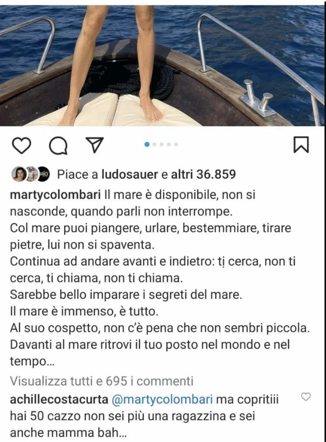 martina colombari commento figlio