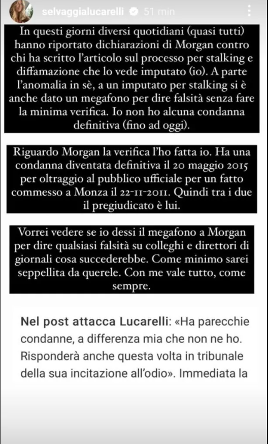 selvaggia lucarelli morgan story