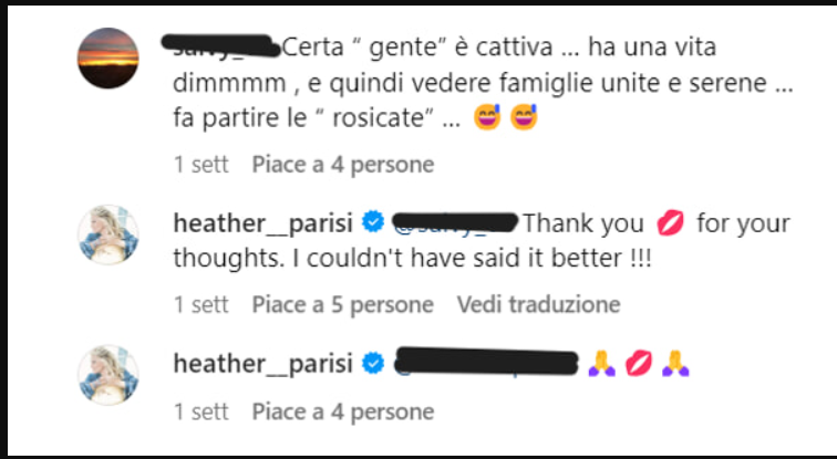 heather parisi commento figli