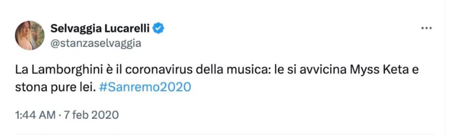 Selvaggia Lucarelli e il tweet su Elettra Lamborghini